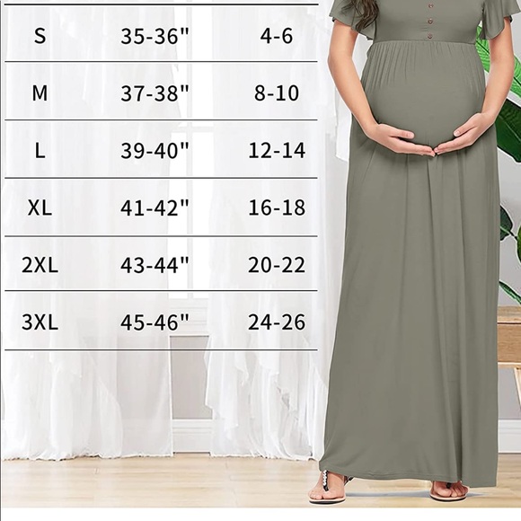 Maternity Dress - light green sage - full length maxi dress - Picture 5 of 7